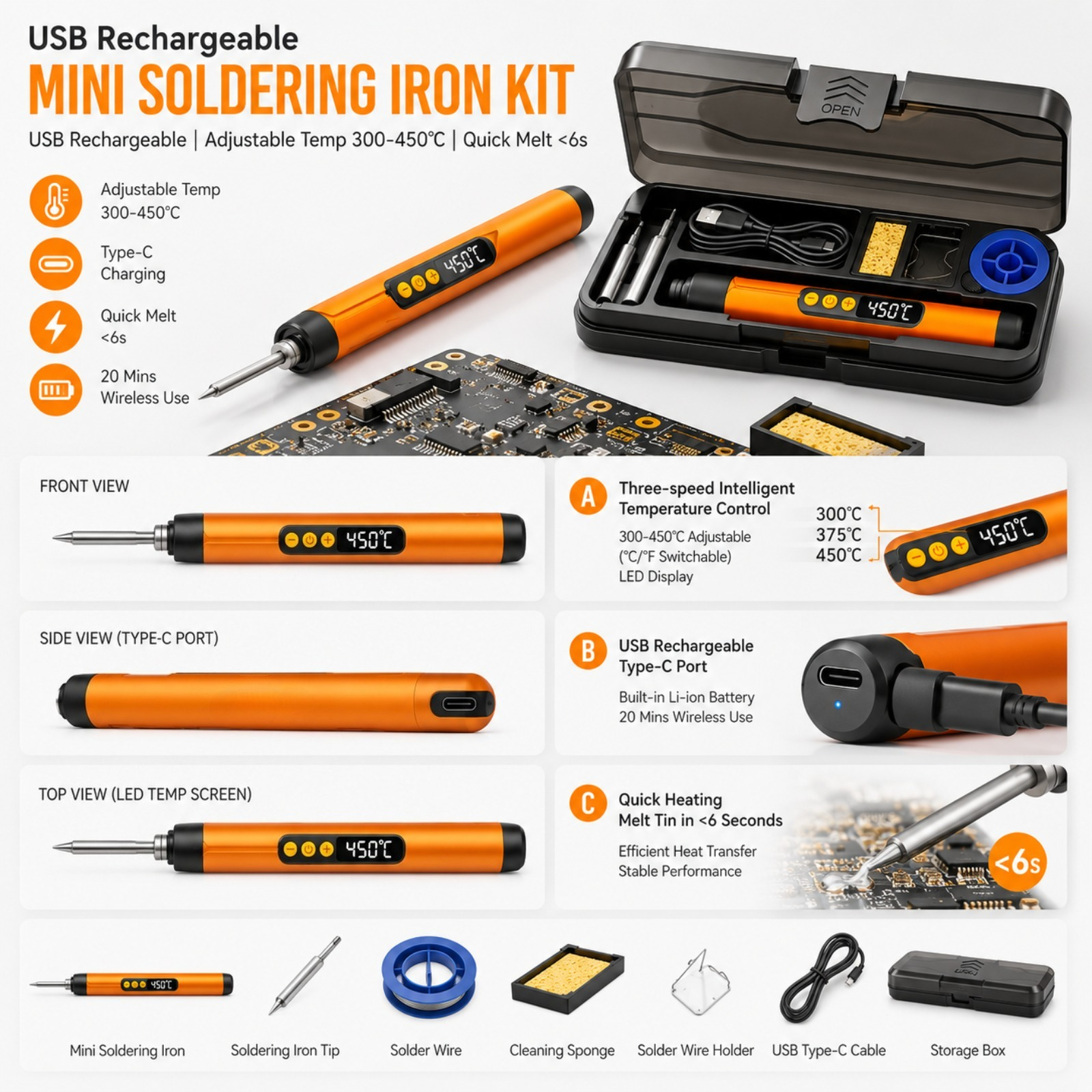 Diy Electronics News - Precision Rechargeable Mini Soldering Iron Adjustable